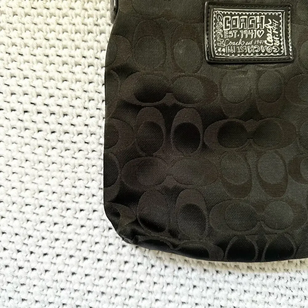 Coach Black Canvas Signature Poppy Patent Patch Small Slim Crossbody Bag - Picture 9 of 12